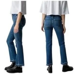 AMO Bella Crop High Rise Ankle Jeans Raw Hems Crush Women's 28